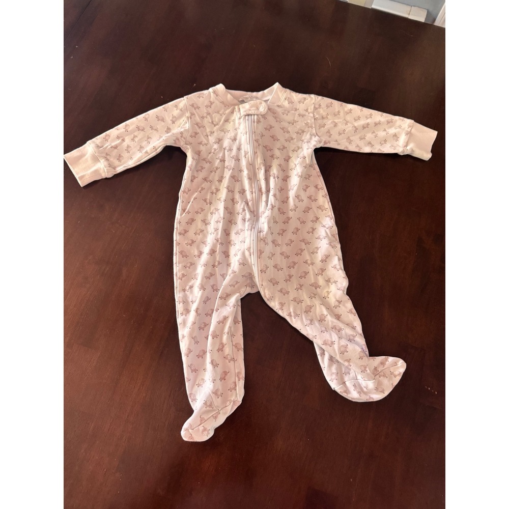 Kissy Kissy Pink Elephant Pima Cotton Footed Sleeper Zipper Pajamas 6-9 Months